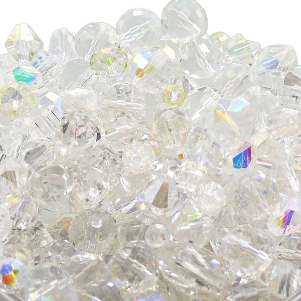 Faceted Glass Bead Mix, crystal & AB