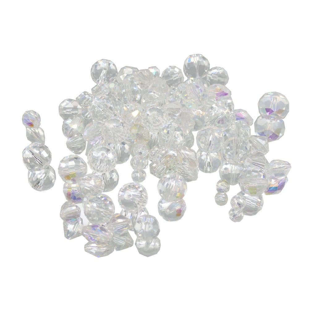 Faceted Glass Bead Mix, crystal & AB, additional photo