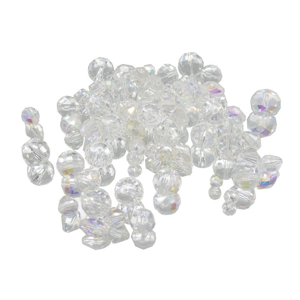 Faceted Glass Bead Mix, crystal & AB, additional photo