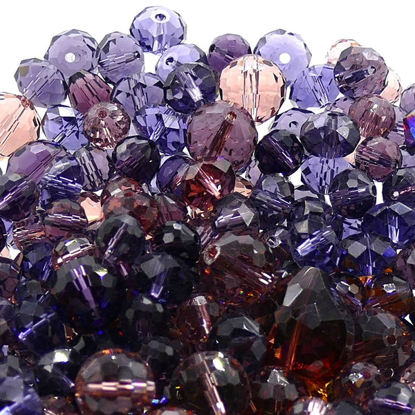 Faceted Glass Bead Mix, purple
