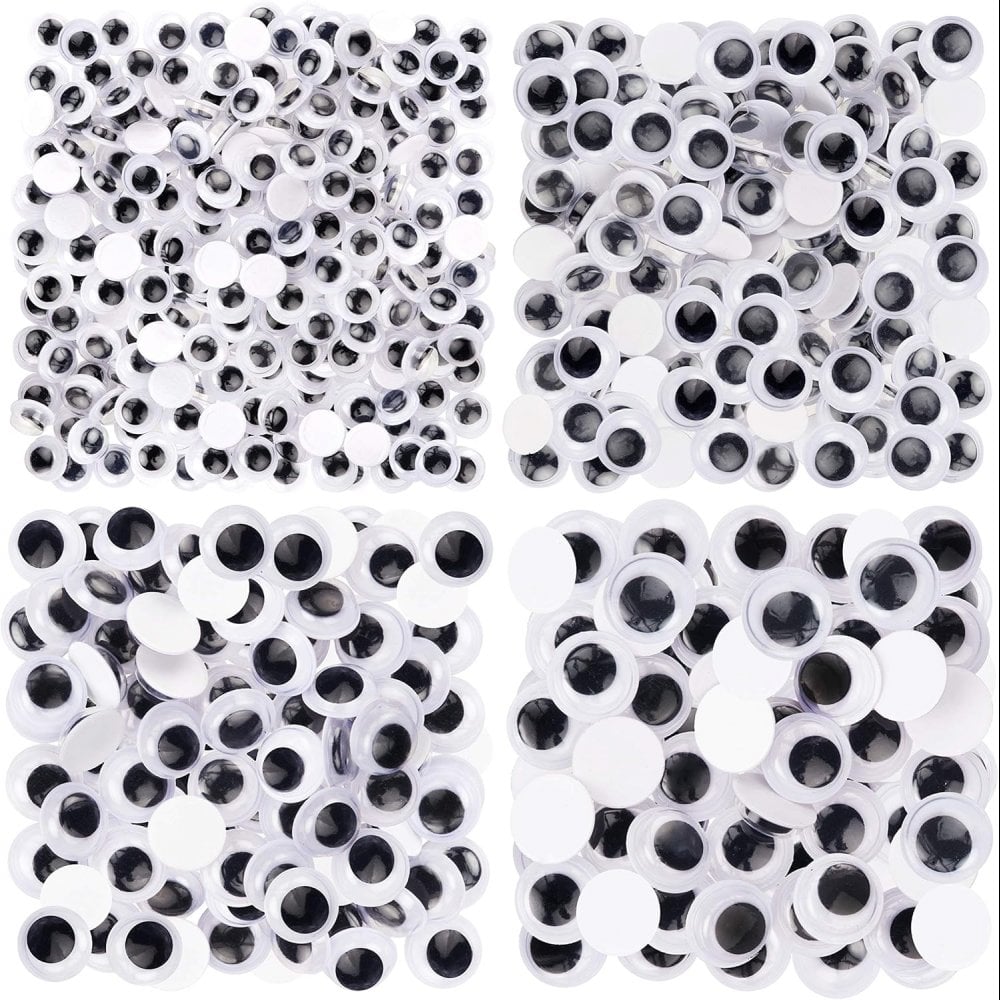 Self-Adhesive Googly Eyes, Sticky Wobbly Craft 300 Assorted Pieces 6mm to 12mm