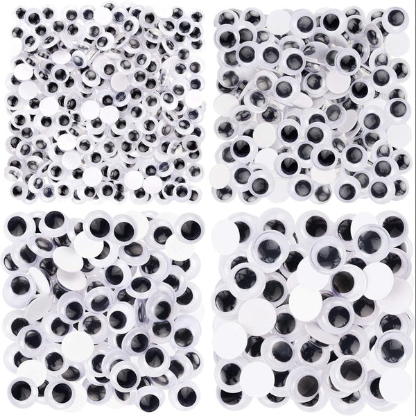 Self-Adhesive Googly Eyes, Sticky Wobbly Craft 300 Assorted Pieces 6mm to 12mm