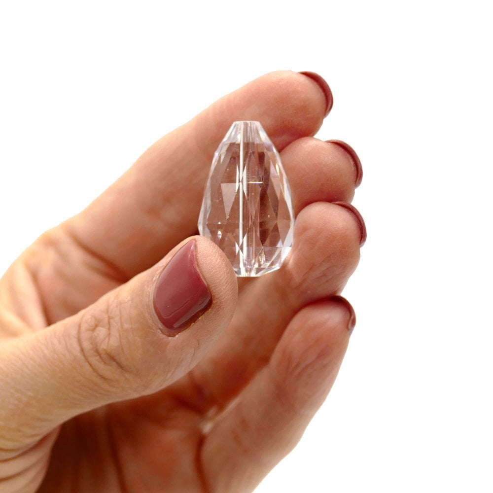 Faceted Glass Drop 27x17mm, crystal