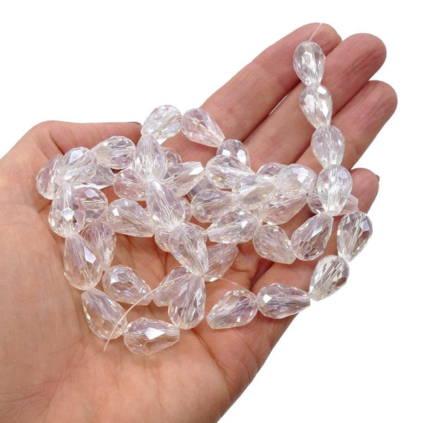 Faceted Glass Drop 15x10mm, crystal AB
