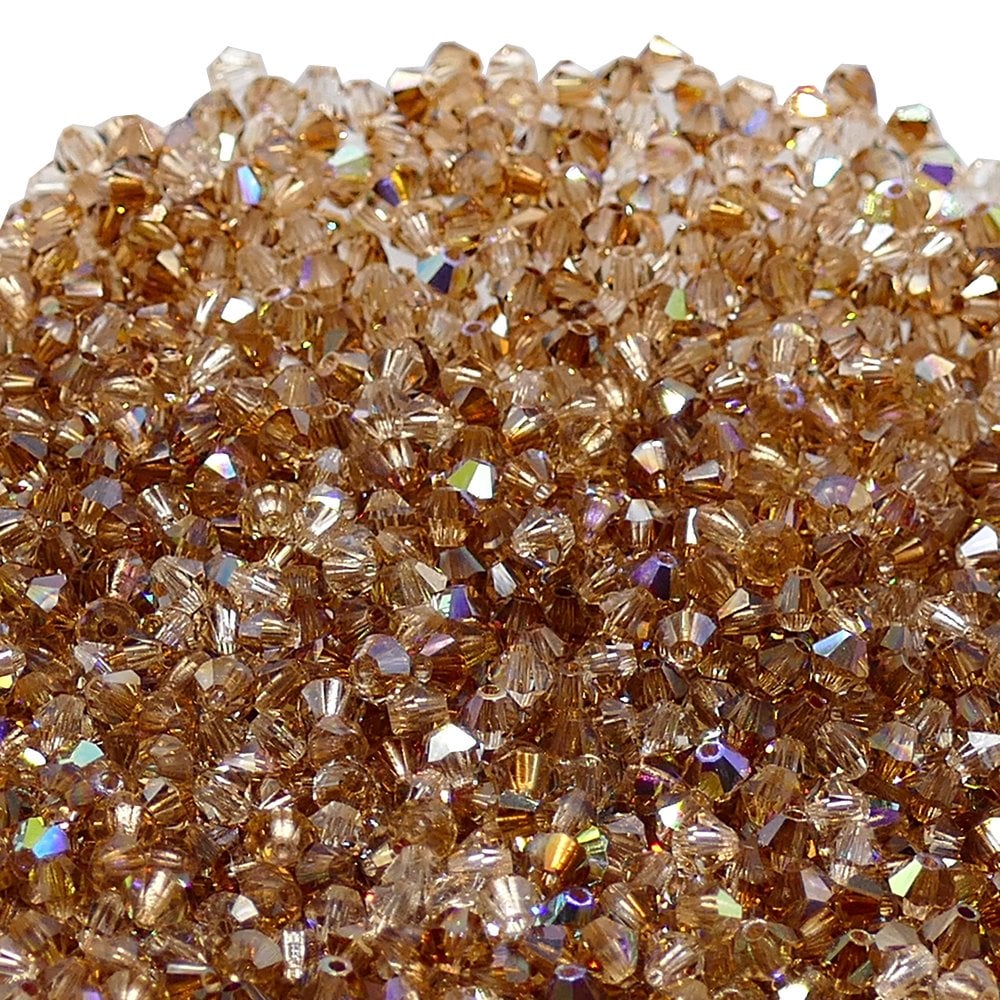 4mm Preciosa Crystal Bicones, golden mix