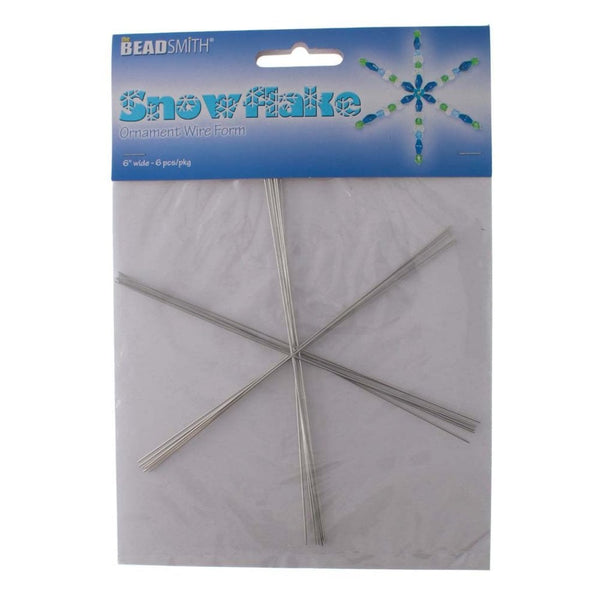 Beadsmith, pack of snowflake ornament wire forms (6 set), 6"