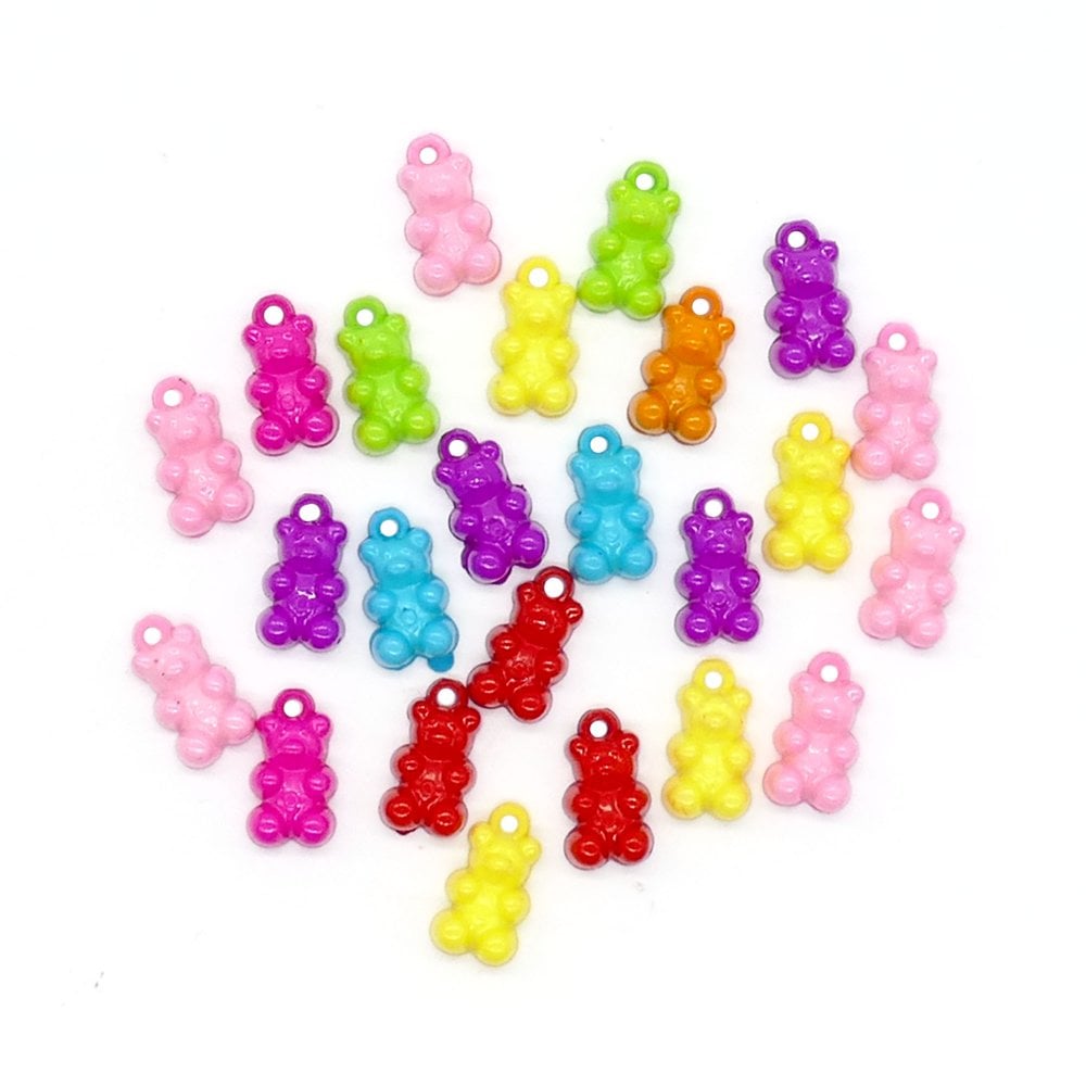Gummy Bear Pendant Mix 20x11mm, opaque multicoloured