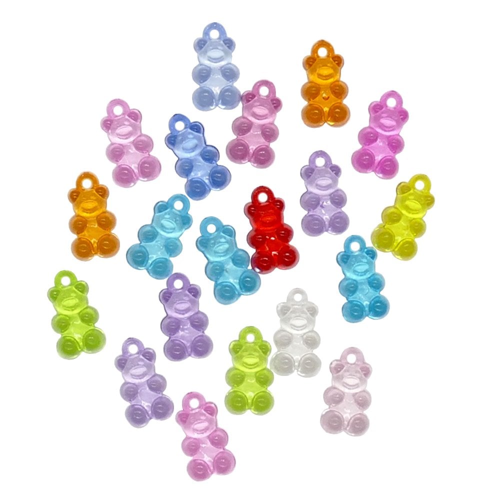 Gummy Bear Pendant Mix 20x11mm, transparent multicoloured