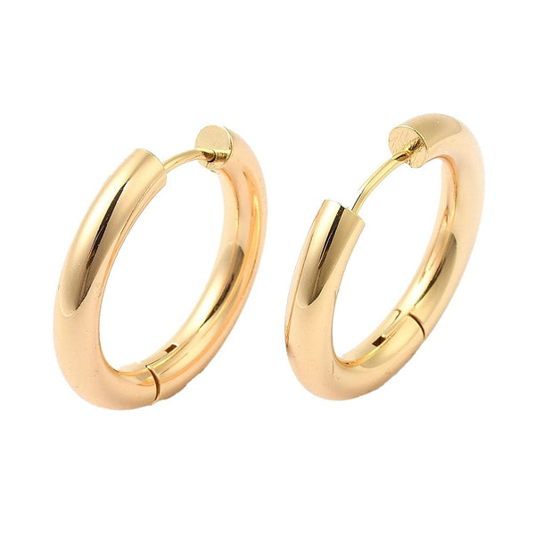 Huggie Hoop Earrings (Brass) 25mm, 18k-gold-plated