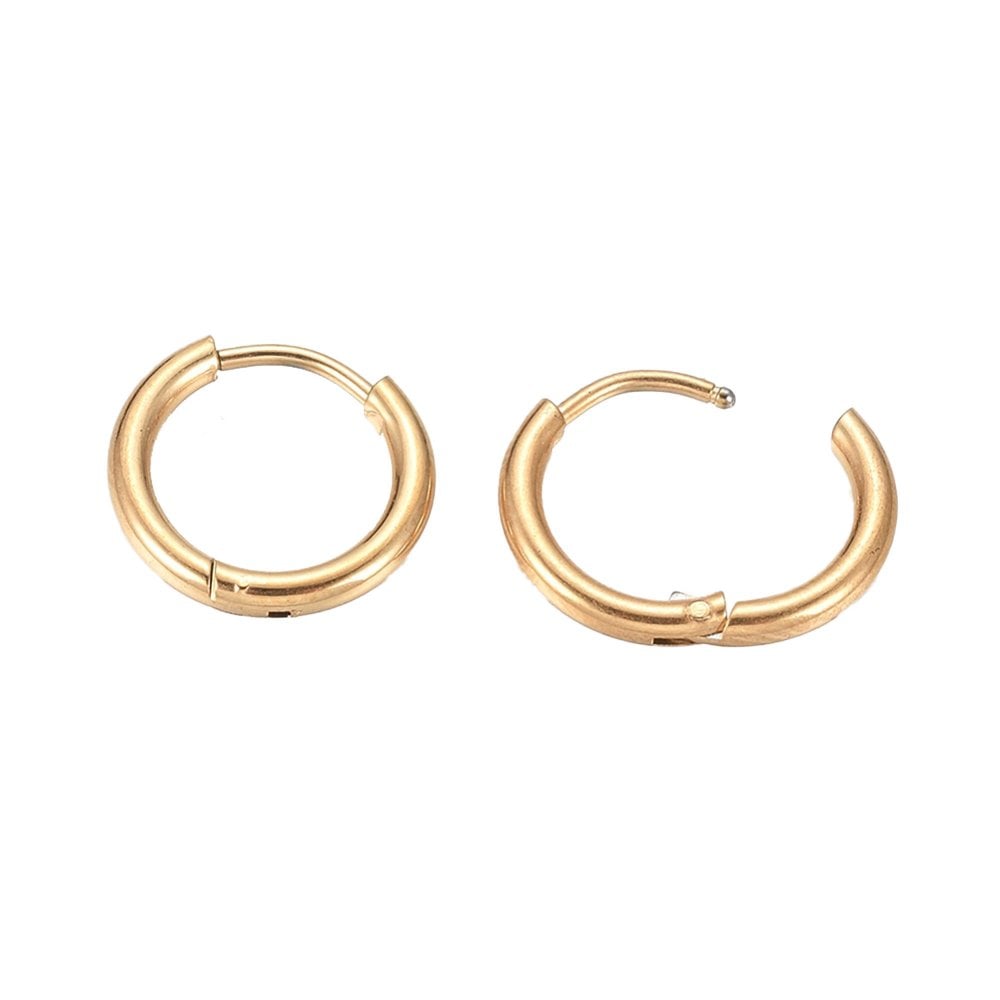 Huggie Hoop Earrings (2mm Gauge) 25mm, 304 stainless steel golden, additional photo