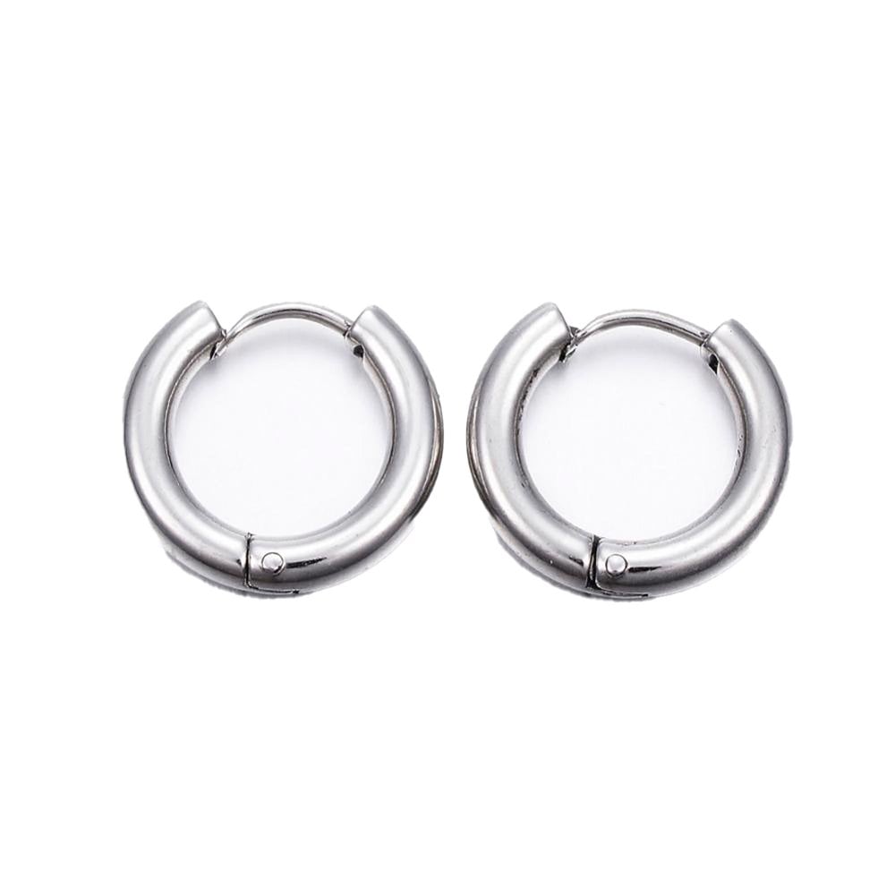 Huggie Hoop Earrings 14mm (3mm Gauge), 304 stainless steel