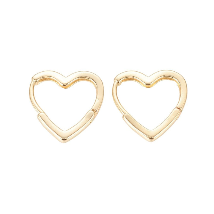 Huggie Heart Hoop Earrings 16mm, 18k-gold-plated brass
