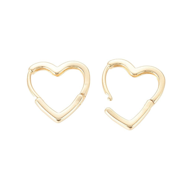 Huggie Heart Hoop Earrings 16mm, 18k-gold-plated brass, additional photo
