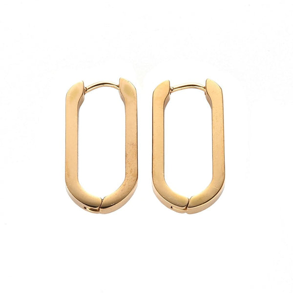 Huggie Oval Hoop Earrings 20x12mm, 304 stainless steel 18k gold (IVP)