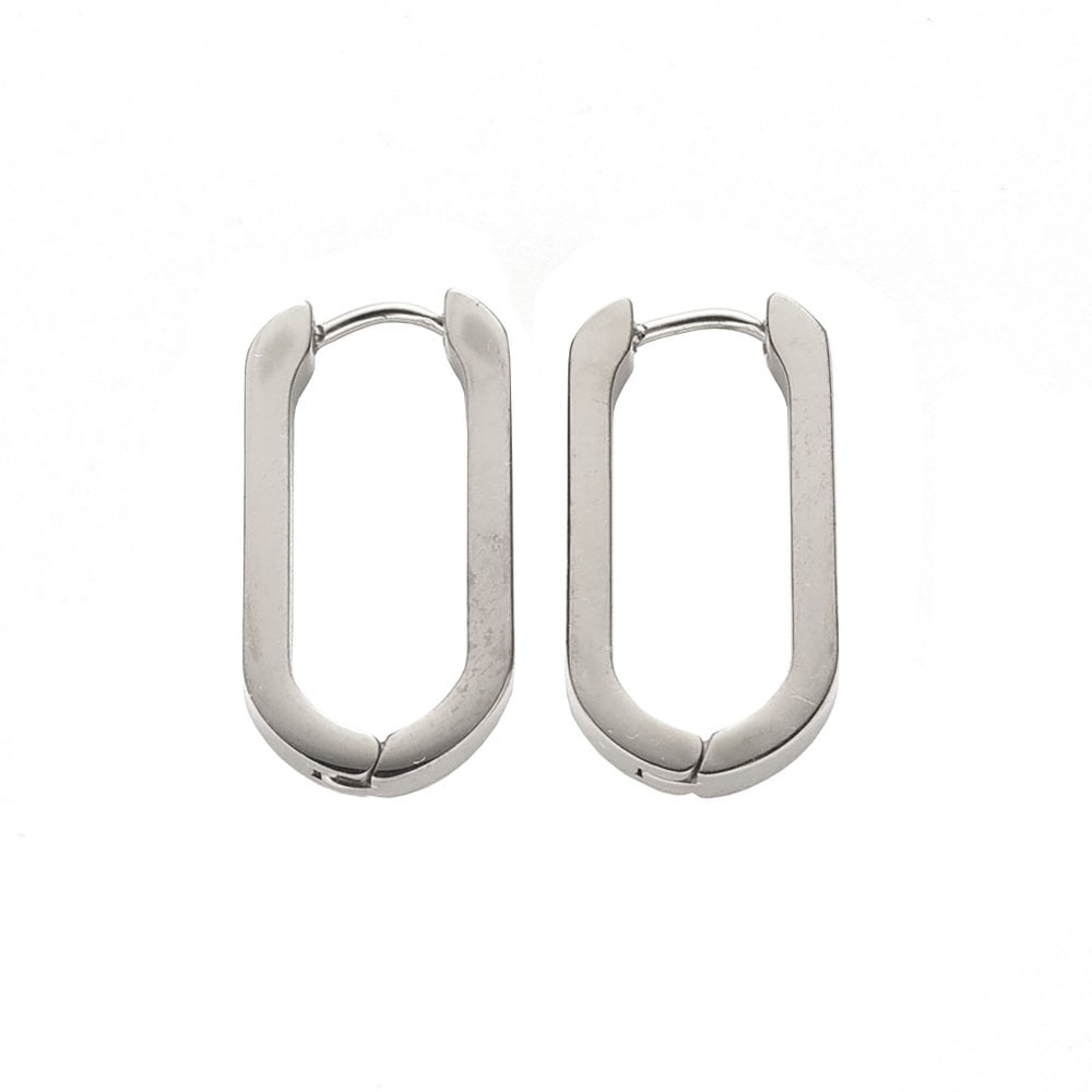 Huggie Oval Hoop Earrings 20x12mm, 304 stainless steel