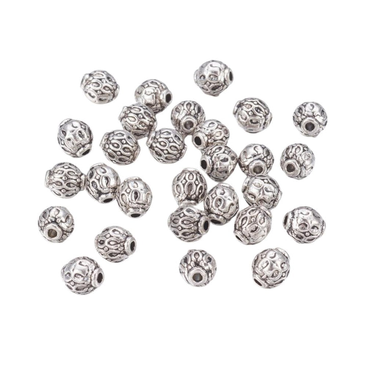 Tibetan Style Beads Textured Round 6mm, antique-silver-plated, additional photo