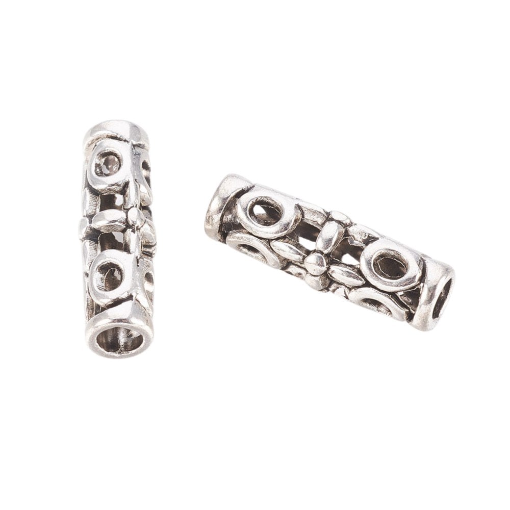 Tibetan Style Beads Filigree Tube 18x7mm, antique-silver-plated, additional photo