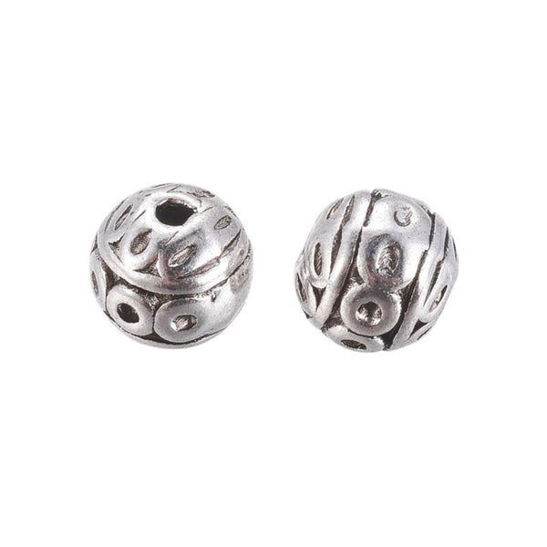 Tibetan Style Beads Textured Round 8mm, antique-silver-plated, additional photo