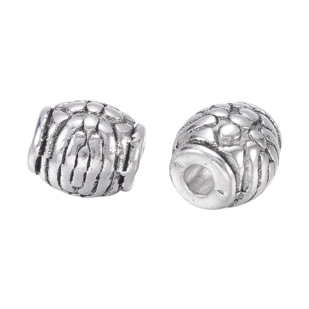 Tibetan Style Beads Barrel Drum 6mm, antique-silver-plated, additional photo