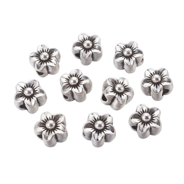 Tibetan Style Beads Chunky Flower 12x10mm, antique-silver-plated, additional photo