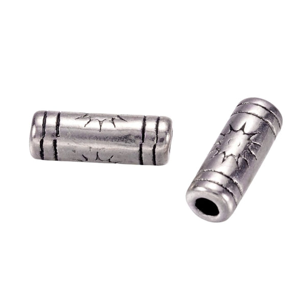 Tibetan Style Beads Sunshine Tube Spacer 9x3mm, antique-silver-plated