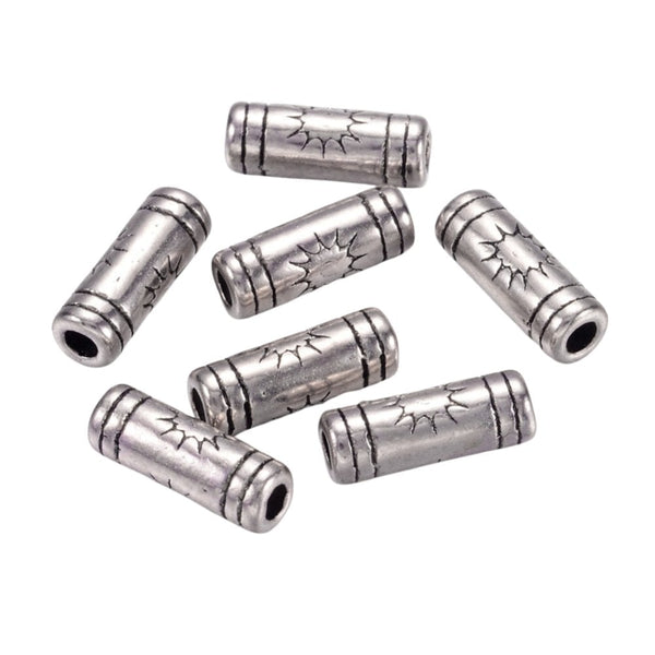 Tibetan Style Beads Sunshine Tube Spacer 9x3mm, antique-silver-plated, additional photo