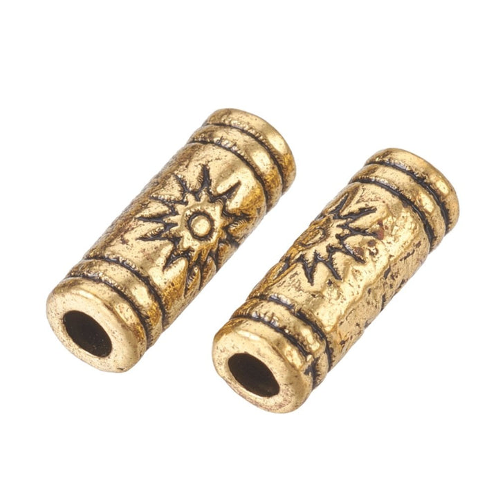 Tibetan Style Beads Sunshine Tube Spacer 9x3mm, antique-gold-plated
