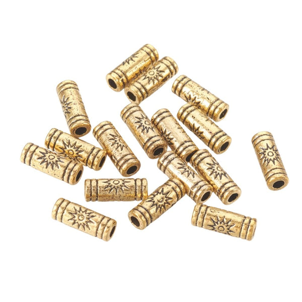 Tibetan Style Beads Sunshine Tube Spacer 9x3mm, antique-gold-plated, additional photo