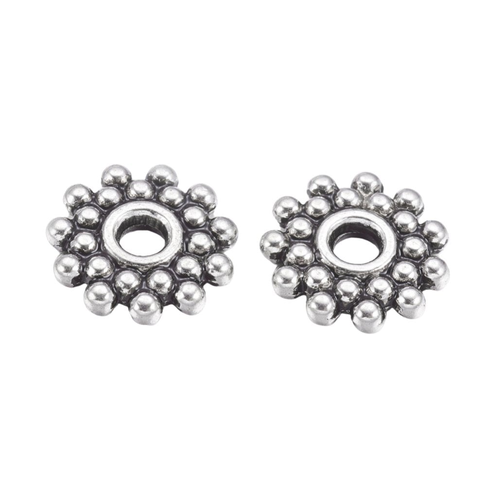Tibetan Style Beads Gear Disc 9mm, antique-silver-plated