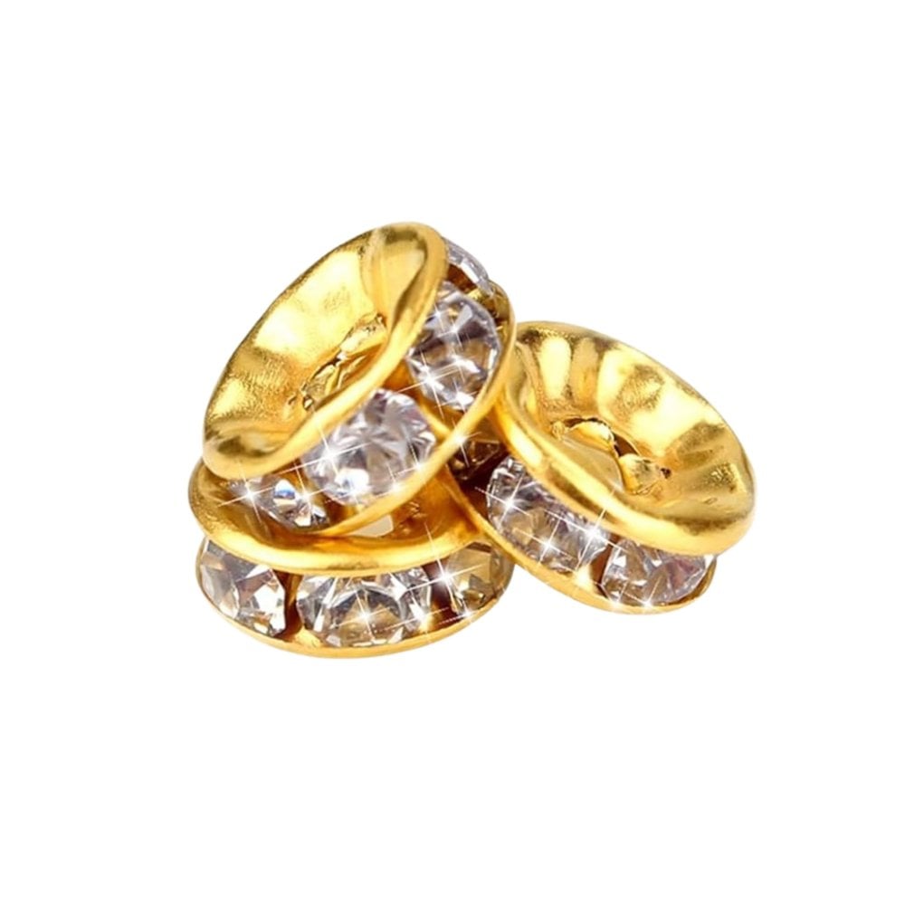 6mm Diamante Rondelles - Gold Plated - Crystal - 10pcs