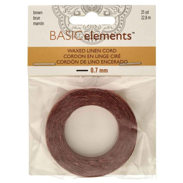 Beadsmith Waxed Linen Cord 0.7mm, brown