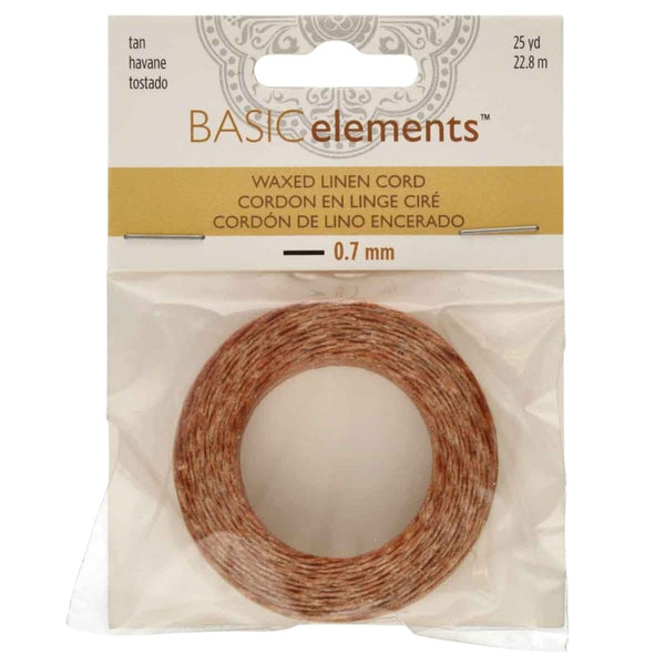 Beadsmith Waxed Linen Cord 0.7mm, tan- 22m