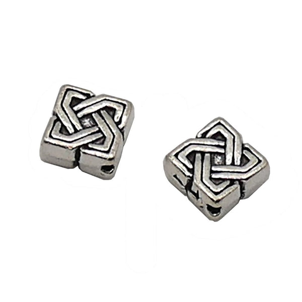 Tibetan Style Beads Rhombus Shape 7x4mm, antique-silver-plated