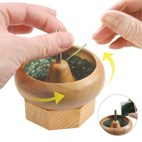 Beadsmith Spin & String Mini (Med) Wooden Bead Spinner, additional photo