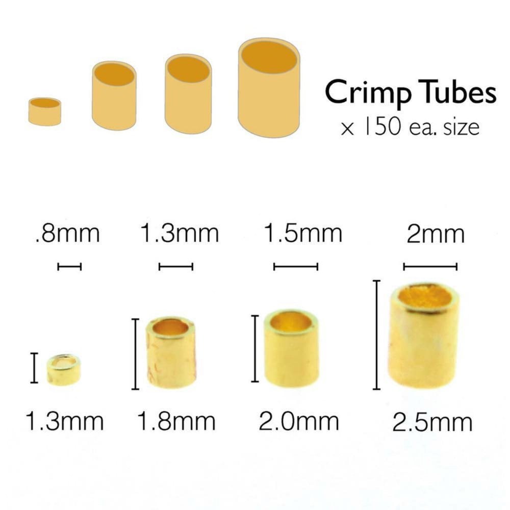 Beadsmith Tube Crimp Assortment Pack, gold-plated, additional photo