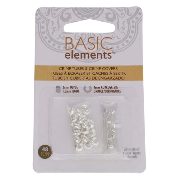 Beadsmith Tube Crimp & Crimp Cover Set, silver-plated