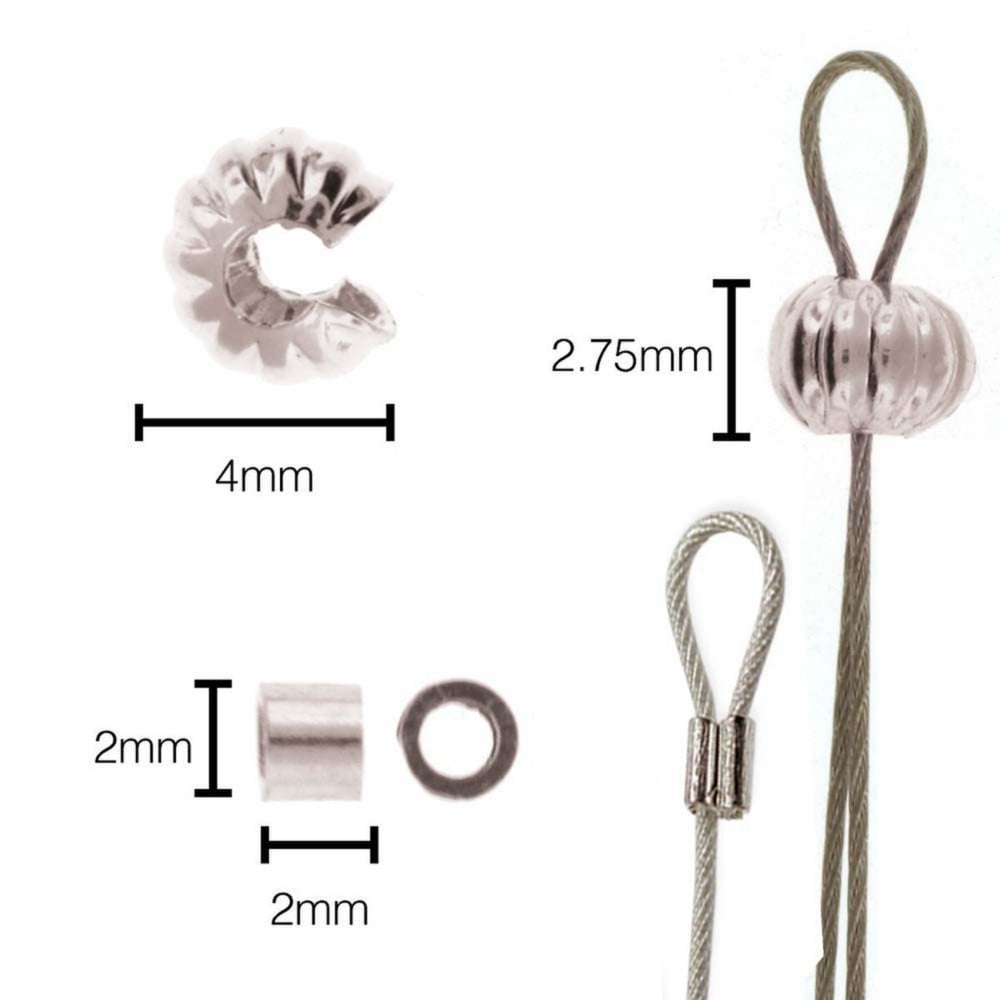 Beadsmith Tube Crimp & Crimp Cover Set, silver-plated, additional photo