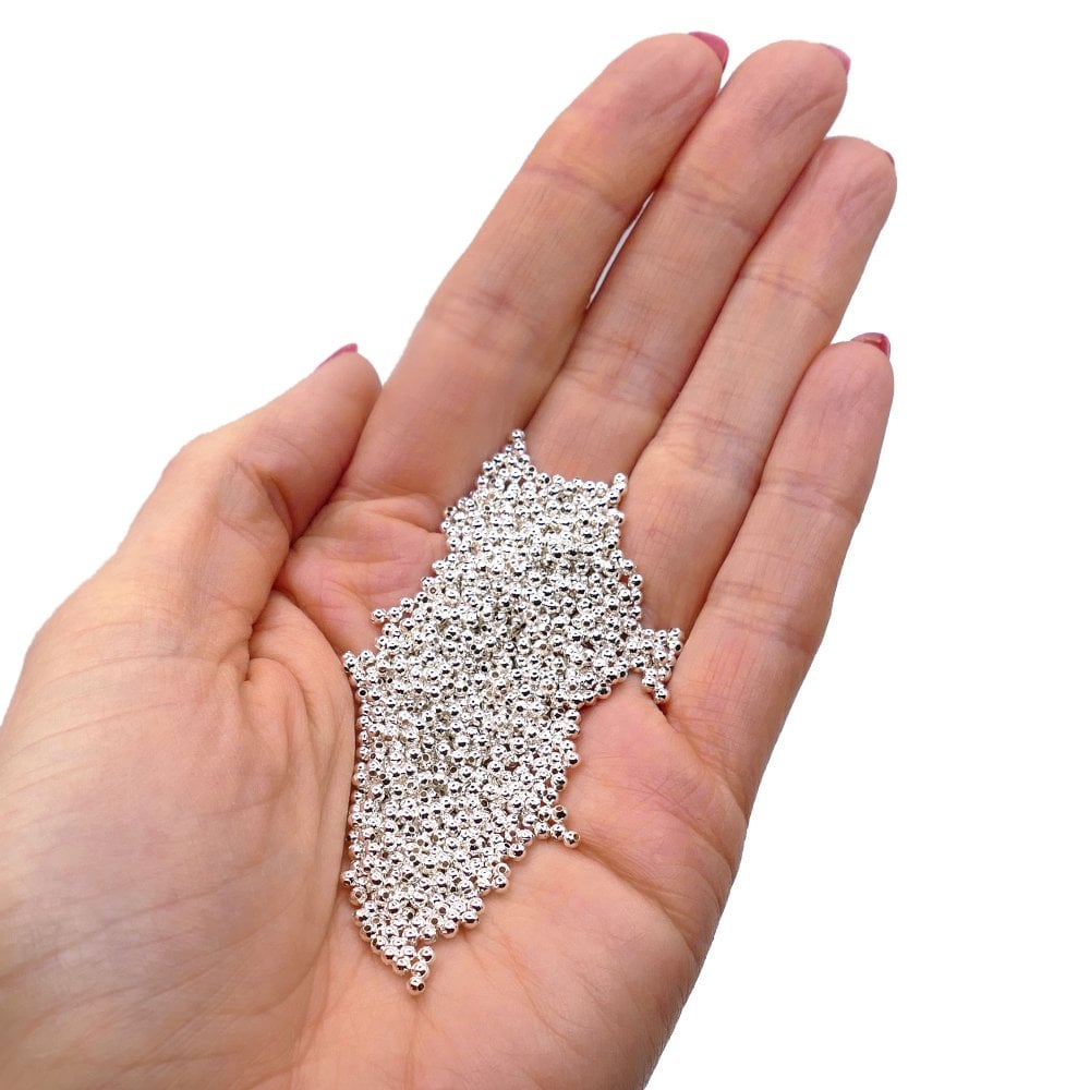 2mm Plain Metal Spacer Beads, silver-plated, additional photo