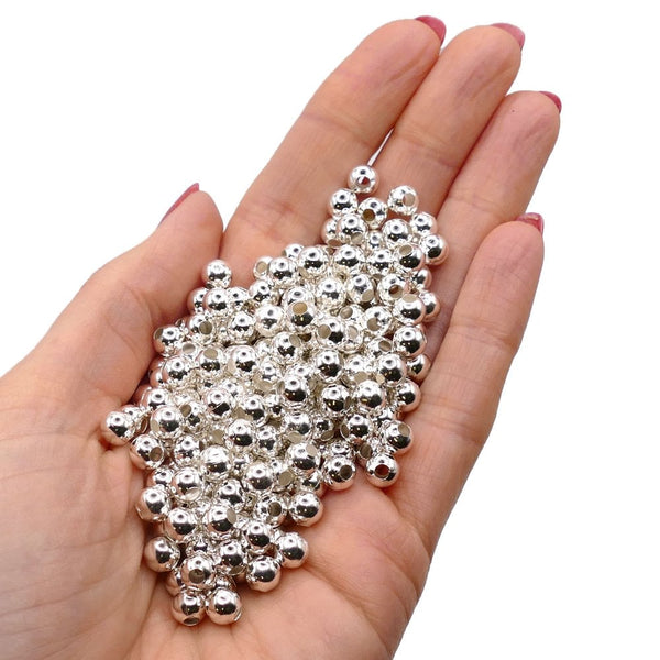 6mm Plain Metal Spacer Beads, silver-plated, additional photo