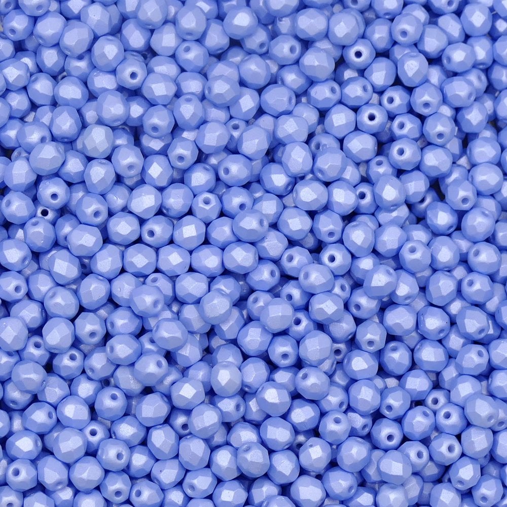 4mm Czech Faceted Round Glass Bead, pastel blue