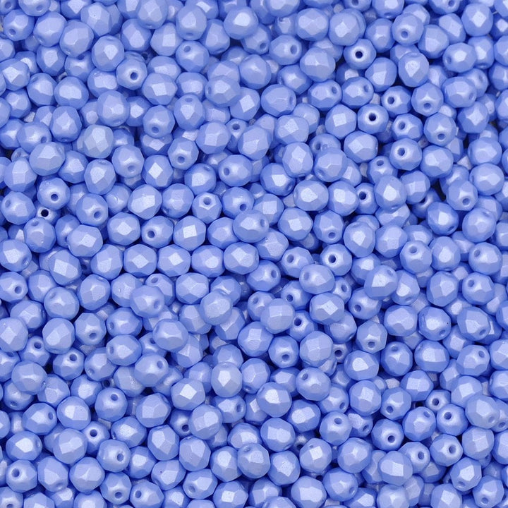 4mm Czech Faceted Round Glass Bead, pastel blue