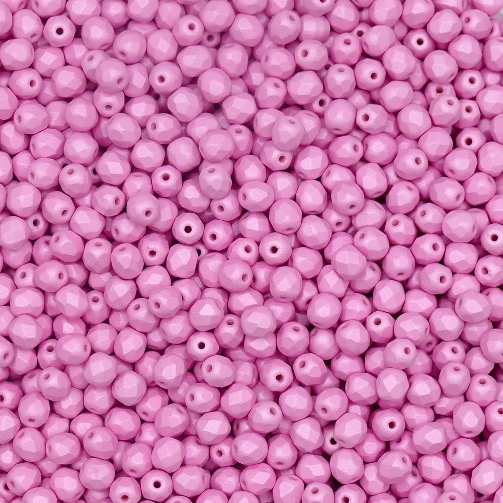 4mm Czech Faceted Round Glass Bead, pastel pink