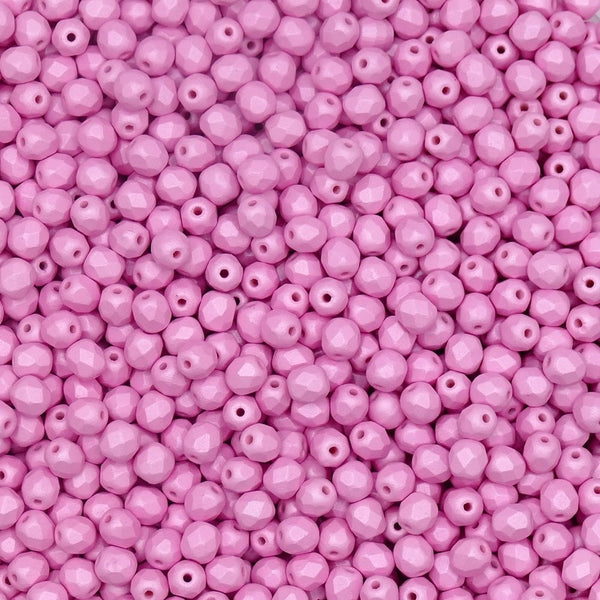 4mm Czech Faceted Round Glass Bead, pastel pink