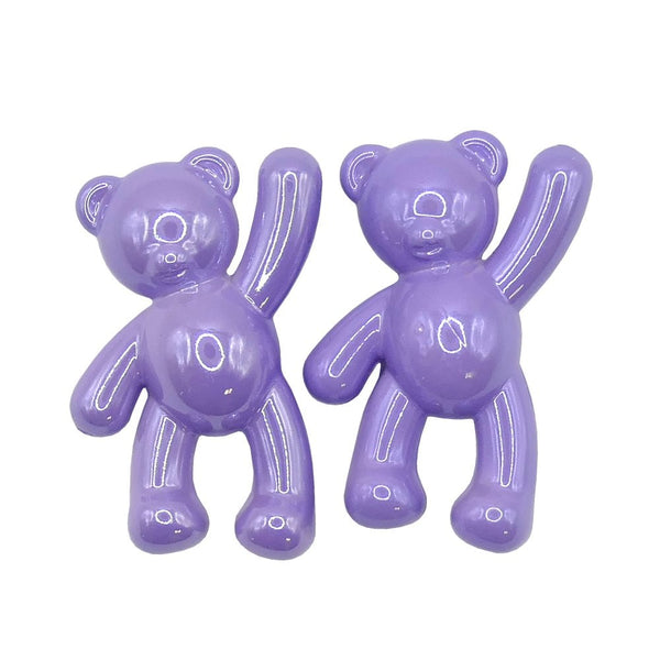 Acrylic Bear Pendant 36x22mm, pearl lustre lilac