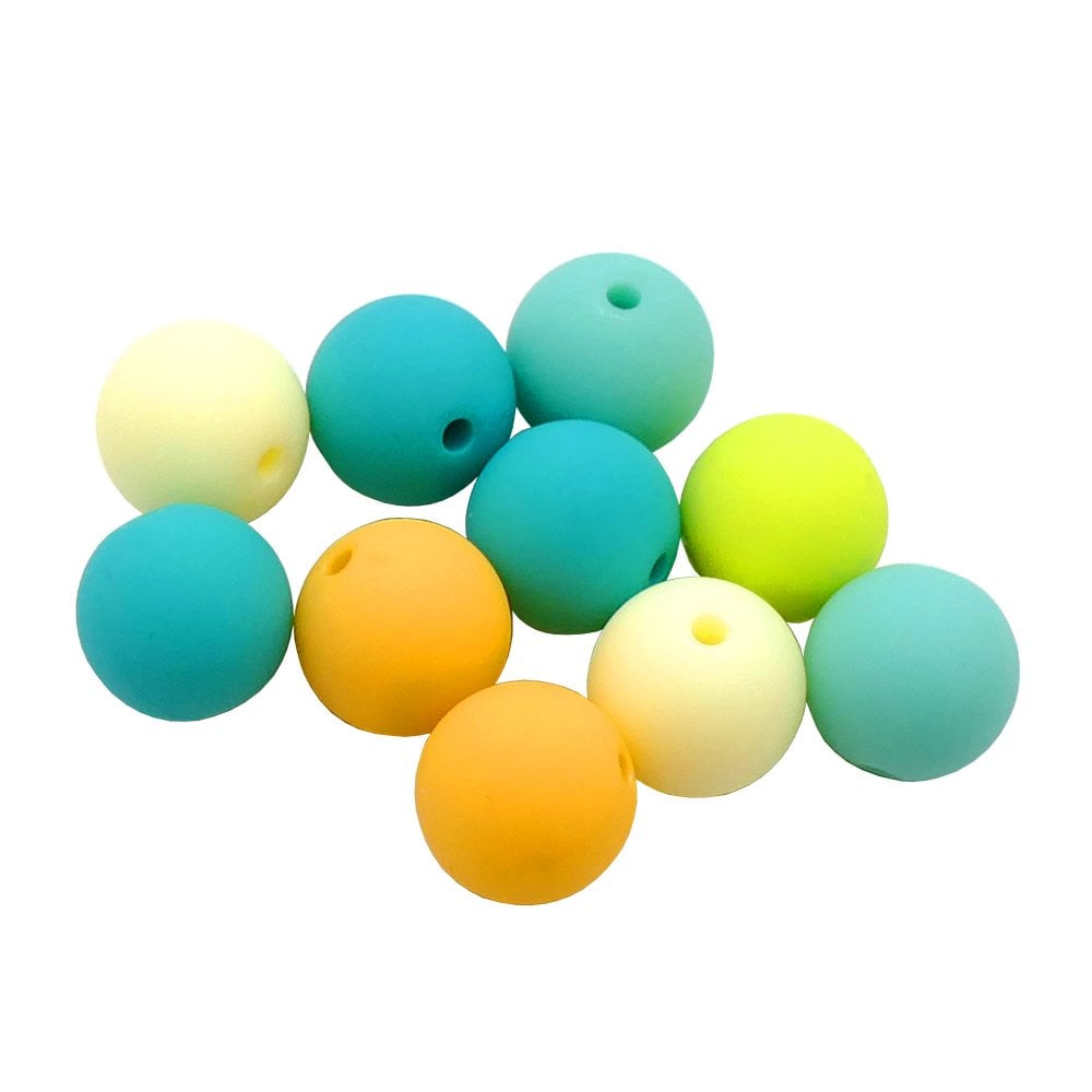 Rubber Coated Acrylic Beads 11mm, tropical mix