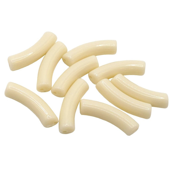 Acrylic Macaroni Style Beads 32x8mm, opaque ivory