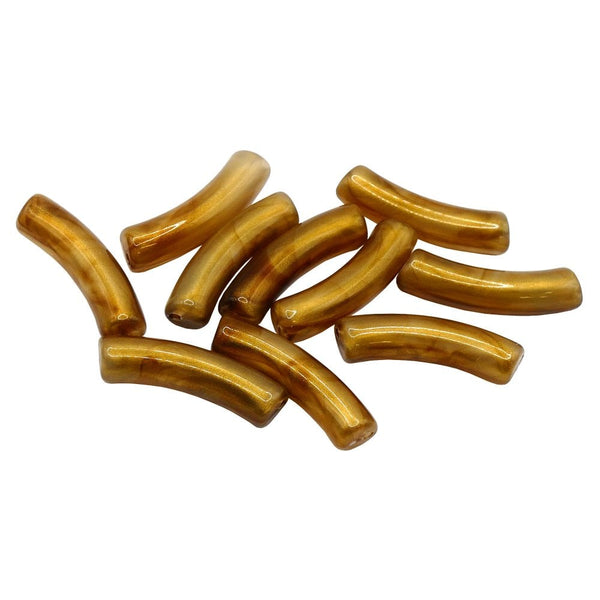 Acrylic Macaroni Style Beads 32x8mm, metallic bronze