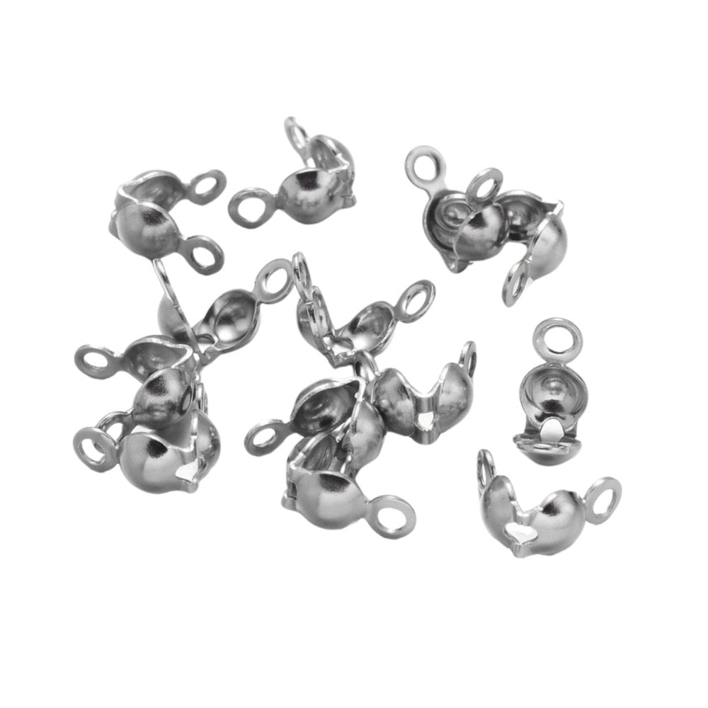 304 Stainless Steel Clamshell Calottes Findings 8x4mm, original colour, additional photo