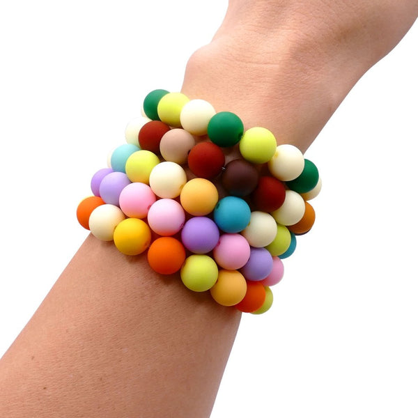Rubber Coated Acrylic Beads 11mm, cocoa mix, additional photo