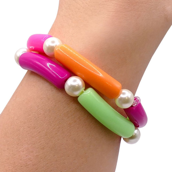 Acrylic Macaroni Style Beads 32x8mm, opaque bright mix, additional photo